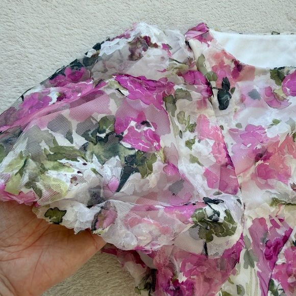 NWT Jessica Howard Floral Dress Pink Sheer Overlay Short Sleeve Elegant Size 16 - Picture 9 of 16